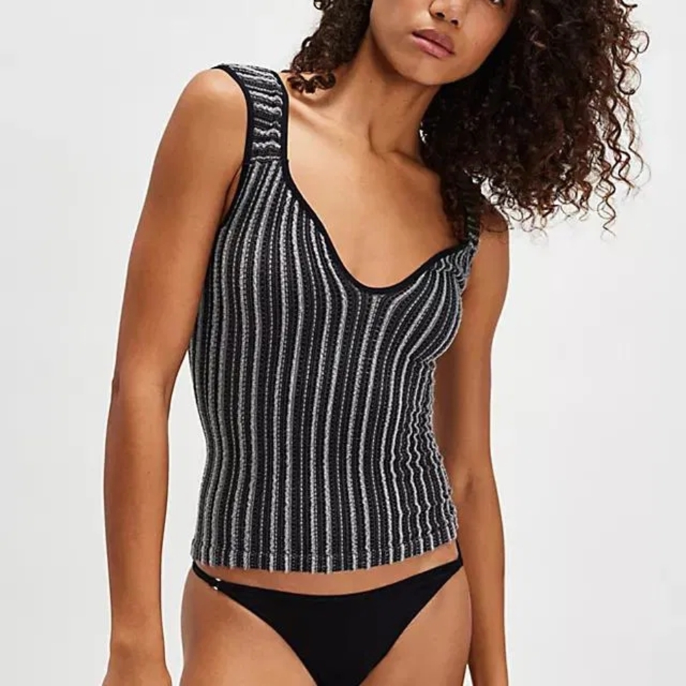 BNWOT Free People Black and White Striped Tank Top